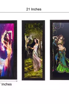 Set Of 3 Dancing Angels Satin Matt Texture UV Art Painting