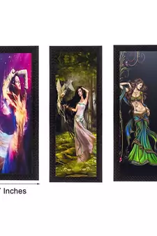 Set Of 3 Dancing Angels Satin Matt Texture UV Art Painting