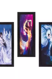Set Of 3 Dancing Angels Satin Matt Texture UV Art Painting