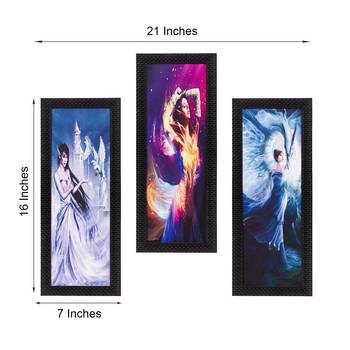Set Of 3 Dancing Angels Satin Matt Texture UV Art Painting 3