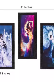 Set Of 3 Dancing Angels Satin Matt Texture UV Art Painting