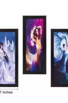 Set Of 3 Dancing Angels Satin Matt Texture UV Art Painting