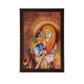 Radha Krishna with Calf Satin Matt Texture UV Art Painting 1