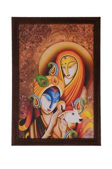 Radha Krishna with Calf Satin Matt Texture UV Art Painting