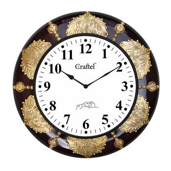 18" Antique Brass Metal Fitted Dark Cherry Polished Decorative Wooden Wall Clock 2