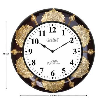 18" Antique Brass Metal Fitted Dark Cherry Polished Decorative Wooden Wall Clock 3