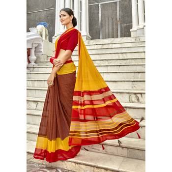 Multicolor printed georgette saree with blouse 1