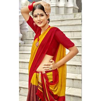 Multicolor printed georgette saree with blouse 2