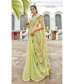 Light green printed georgette saree with blouse
