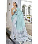 Grey printed georgette saree with blouse