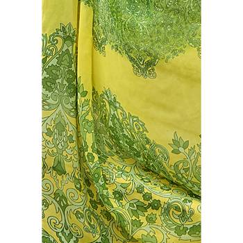 Green printed georgette saree with blouse 3