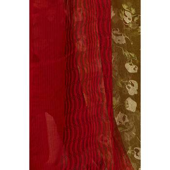 Brown printed chiffon saree with blouse 3
