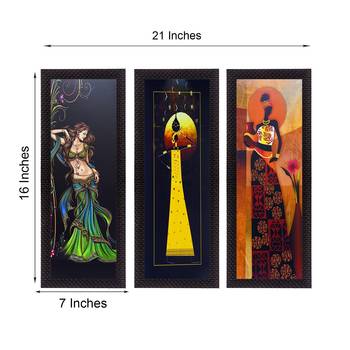 Set of 3 Tribal Lady Satin Matt Texture UV Art Painting 2