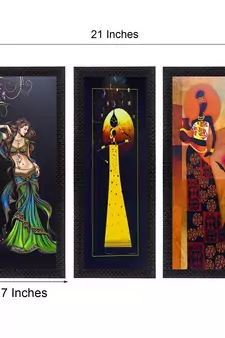 Set of 3 Tribal Lady Satin Matt Texture UV Art Painting