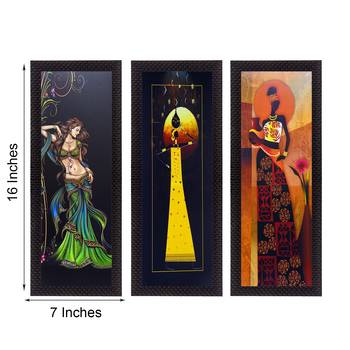 Set of 3 Tribal Lady Satin Matt Texture UV Art Painting 3