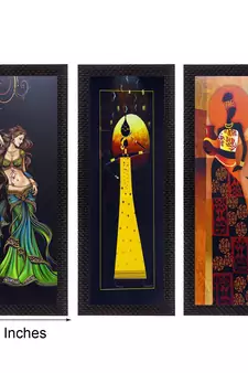 Set of 3 Tribal Lady Satin Matt Texture UV Art Painting
