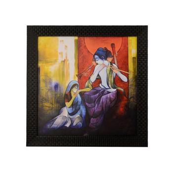 Radha Krishna enjoying Music Satin Matt Texture UV Art Painting 1