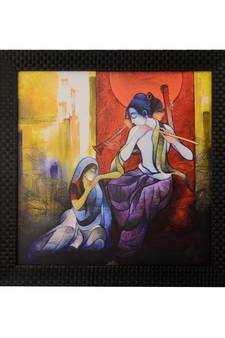 Radha Krishna enjoying Music Satin Matt Texture UV Art Painting