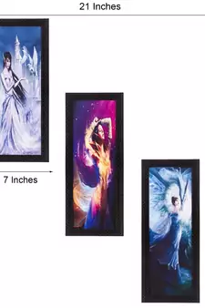 Set Of 3 Beautiful Angels Satin Matt Texture UV Art Painting
