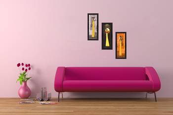 Set Of 3 Tribal Ladies Satin Matt Texture UV Art Painting 2