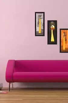 Set Of 3 Tribal Ladies Satin Matt Texture UV Art Painting