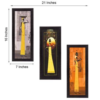 Set Of 3 Tribal Ladies Satin Matt Texture UV Art Painting 3