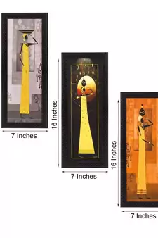 Set Of 3 Tribal Ladies Satin Matt Texture UV Art Painting