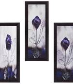 Set Of 3 Decorative Floral Botanical Pot Satin Matt Texture UV Art Painting