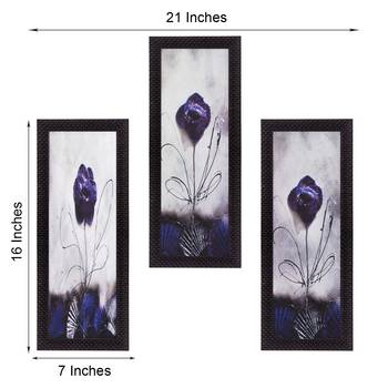 Set Of 3 Decorative Floral Botanical Pot Satin Matt Texture UV Art Painting 3