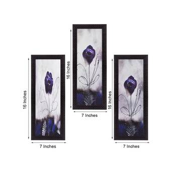 Set Of 3 Decorative Floral Botanical Pot Satin Matt Texture UV Art Painting 4