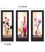 Set Of 3 Decorative Floral Botanical Pot Satin Matt Texture UV Art Painting