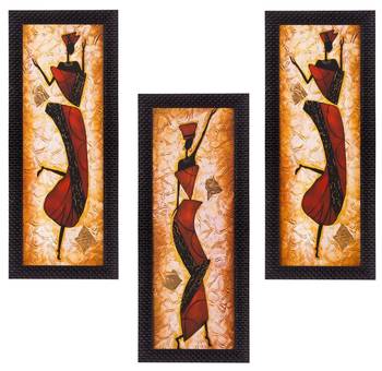 Set Of 3 Dancing Lady Satin Matt Texture UV Art Painting 1