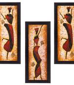 Set Of 3 Dancing Lady Satin Matt Texture UV Art Painting
