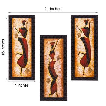 Set Of 3 Dancing Lady Satin Matt Texture UV Art Painting 2