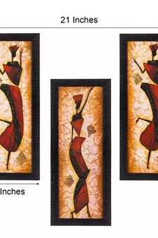 Set Of 3 Dancing Lady Satin Matt Texture UV Art Painting