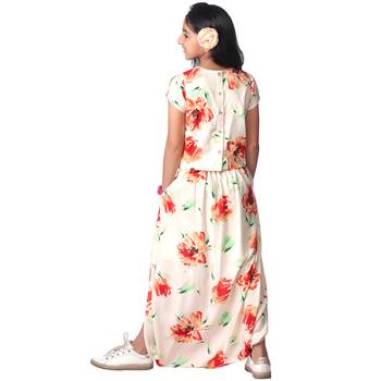 Printed Contemporary Dhoti Skirt & Top - Off White 3