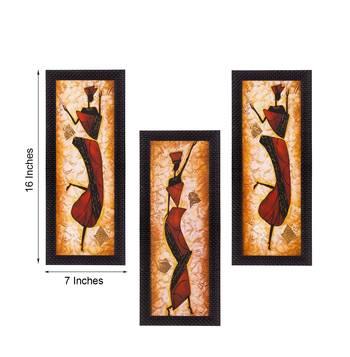 Set Of 3 Dancing Lady Satin Matt Texture UV Art Painting 3