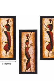 Set Of 3 Dancing Lady Satin Matt Texture UV Art Painting