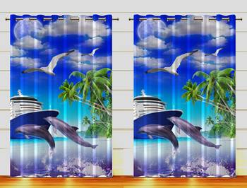 Digital Printed Polyester Whiteout Curtains Each Pack of 2 pc 1