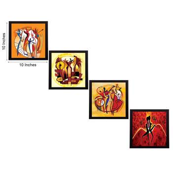 Set Of 4 Abstract Figures Satin Matt Texture UV Art Painting 1