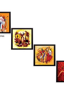Set Of 4 Abstract Figures Satin Matt Texture UV Art Painting