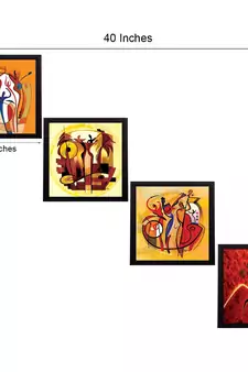Set Of 4 Abstract Figures Satin Matt Texture UV Art Painting