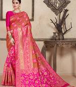 Brown woven art silk saree with blouse