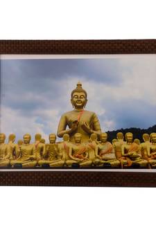 Buddha with Monks Satin Matt Texture UV Art Painting