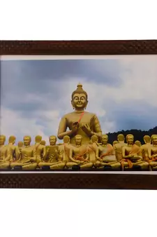 Buddha with Monks Satin Matt Texture UV Art Painting