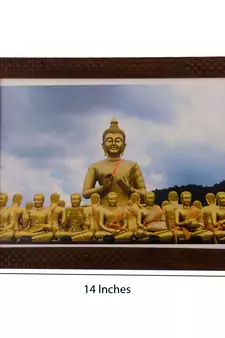 Buddha with Monks Satin Matt Texture UV Art Painting
