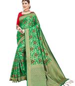 Green woven silk saree with blouse