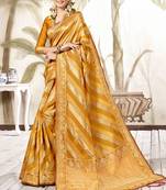 Mustard woven art silk saree with blouse