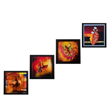 Set Of 4 Dancing Girls Satin Matt Texture UV Art Painting 1