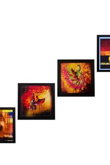 Set Of 4 Dancing Girls Satin Matt Texture UV Art Painting